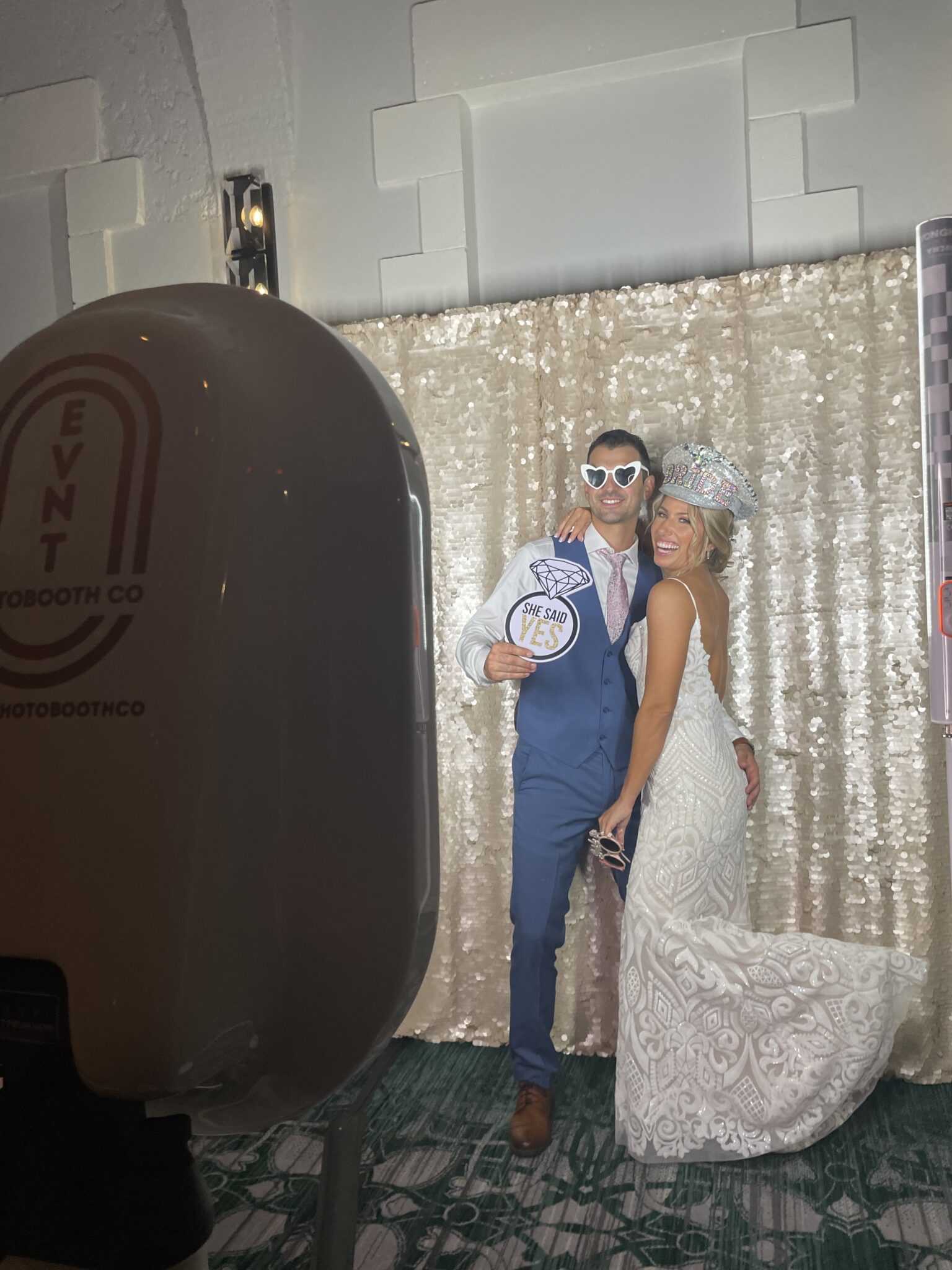 Tampa wedding rental shimmer backdrop photobooth props