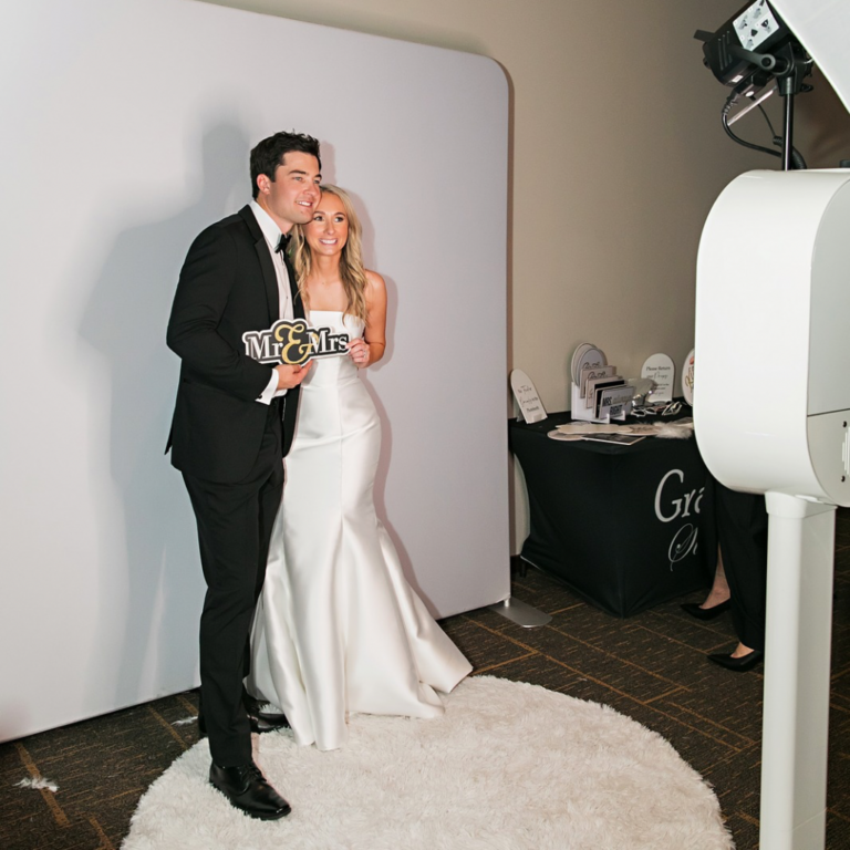 Glam booth black and white Photo Booth rental in tampa bay florida for weddings and events