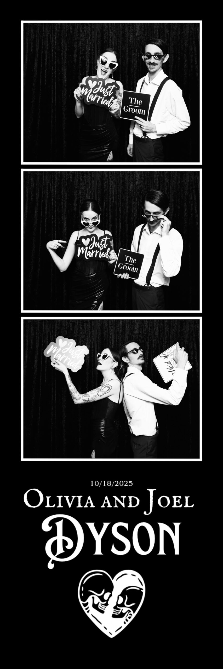 Black and white wedding photo booth strip